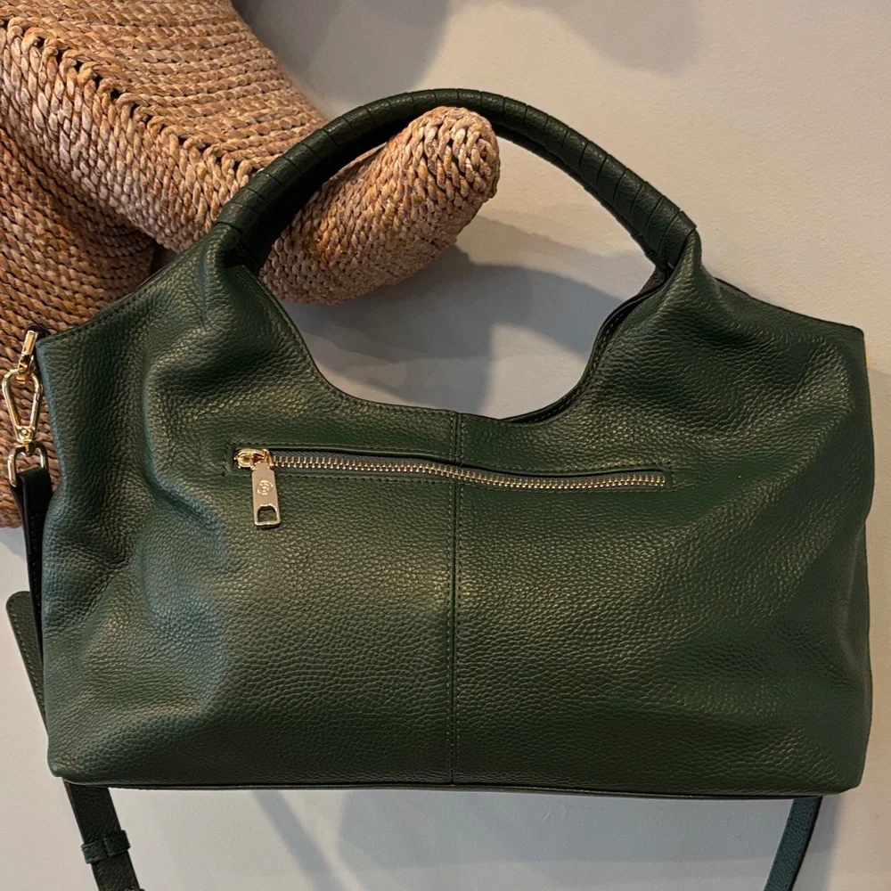 💚Bostonian Forest Green Leather Shoulder Bag - Picture 5 of 15